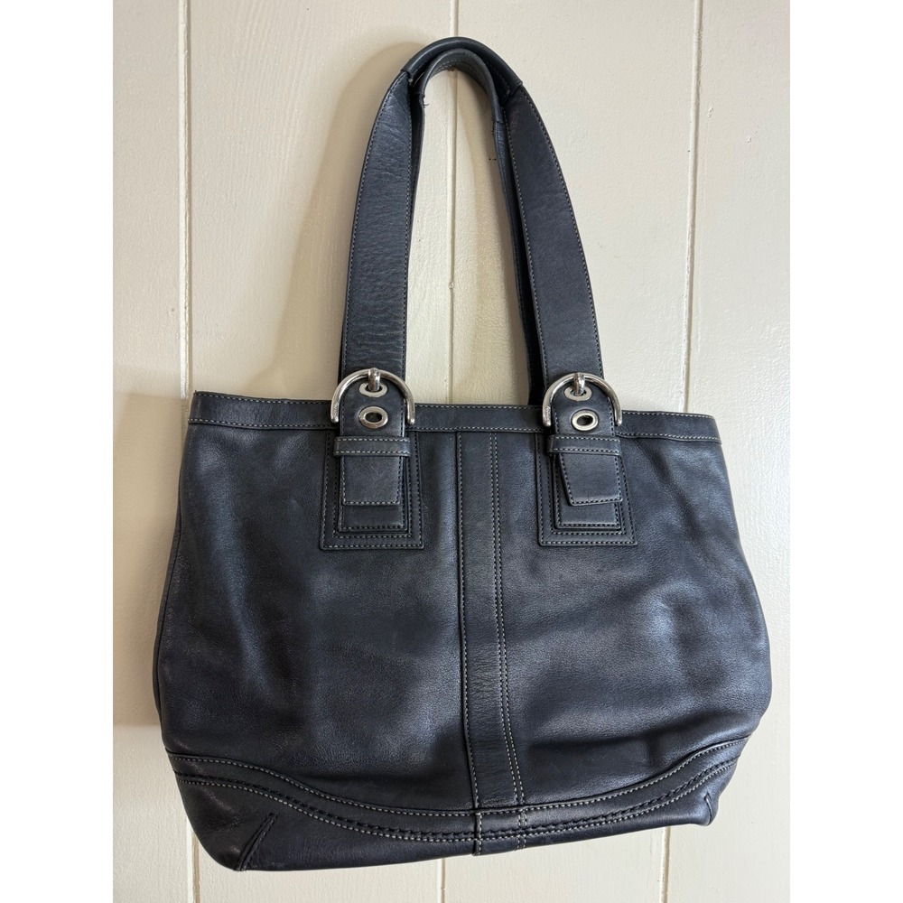 Coach Tote Bag Women's Black Leather Gallery Purse Handbag‎